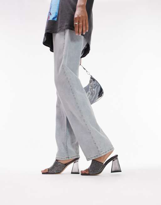 Topshop - Royal - Sabot a pianta larga con tacco largo neri, 2 di 4