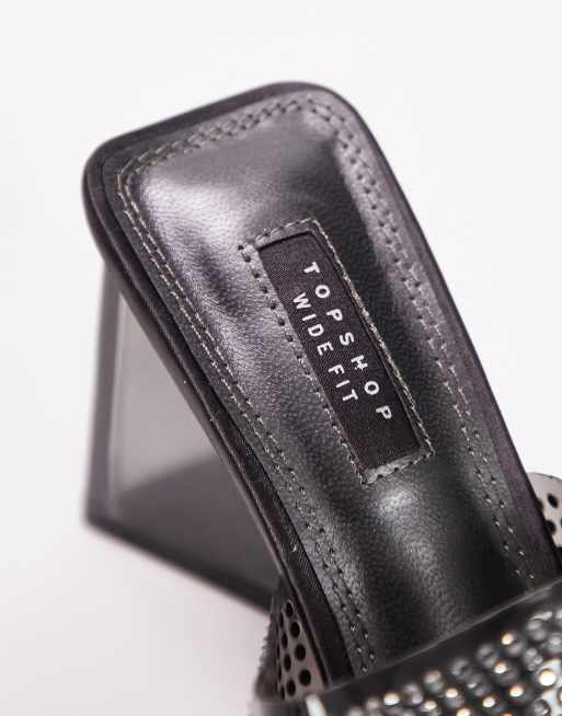 Topshop - Royal - Sabot a pianta larga con tacco largo neri, 3 di 4