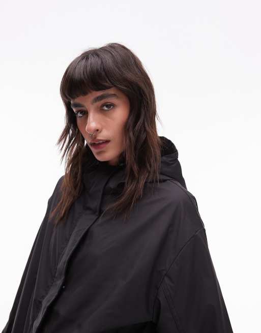 Hooded rain mac topshop best sale