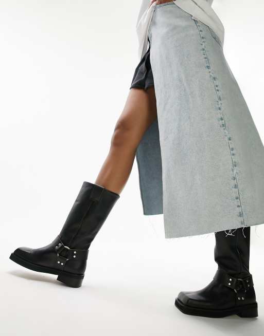 Topshop black sales biker boots