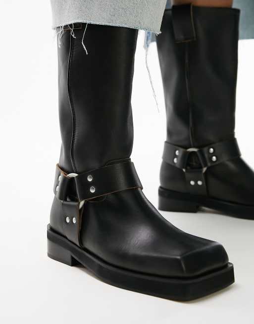 Topshop black sales biker boots