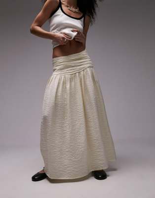 Topshop ruch waistband full hem maxi skirt in buttermilk-Yellow