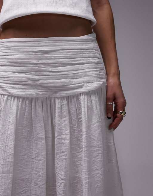 Topshop ruch waistband full hem maxi skirt in white, 3 of 5