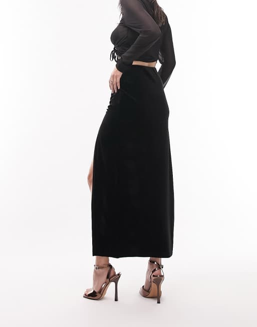 Black velvet skirt topshop hotsell