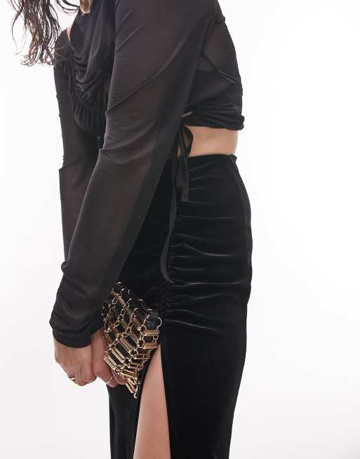 Black velvet shop skirt topshop