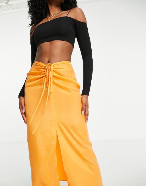 Ruched shop orange skirt