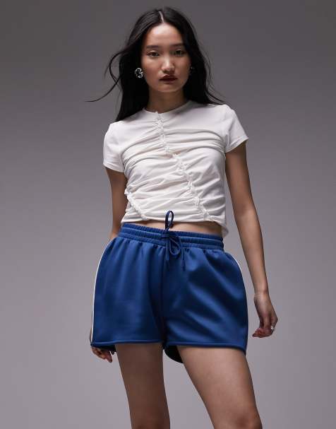 Topshop ruched frill short sleeve tee in off white - view 1