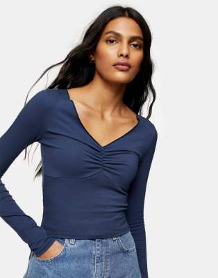 ruched front long sleeve top