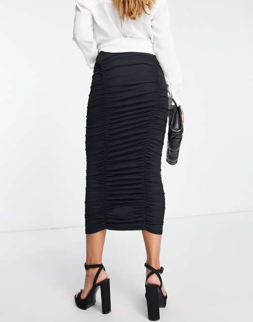 Black jersey 2025 ruched skirt