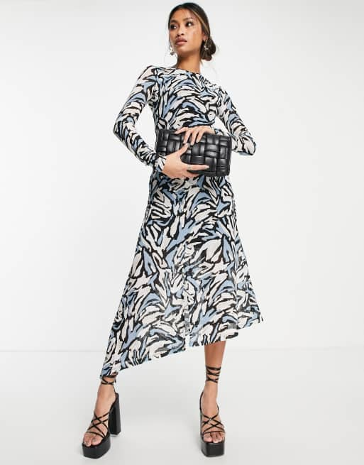 Topshop zebra print shop mesh midi dress