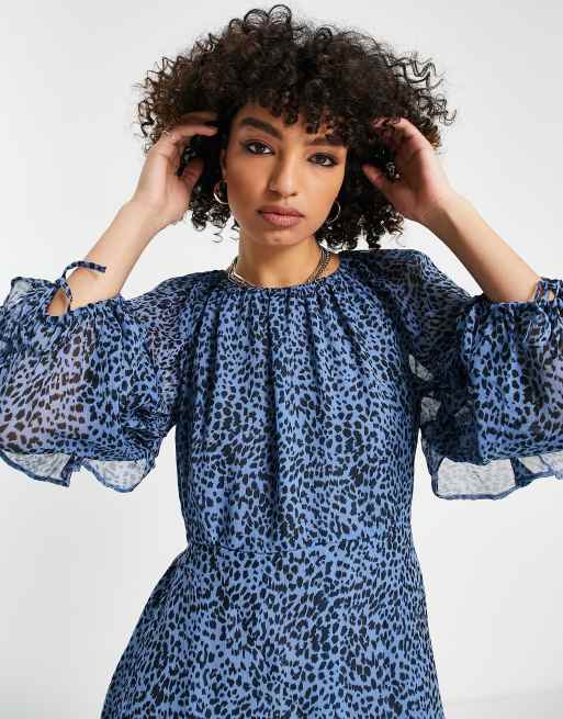 Blue tiger shop print dress