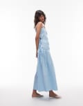 [Topshop] Topshop ruched panel midi dress with tie sides in sky blue 6 Sky blue