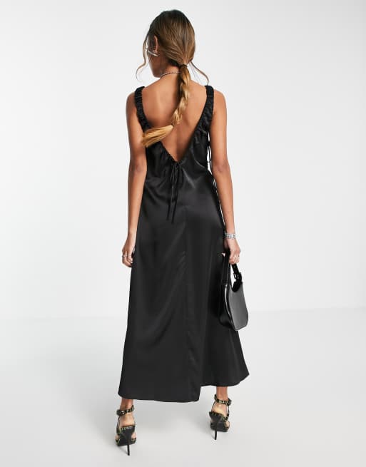 Black ruched slip clearance dress