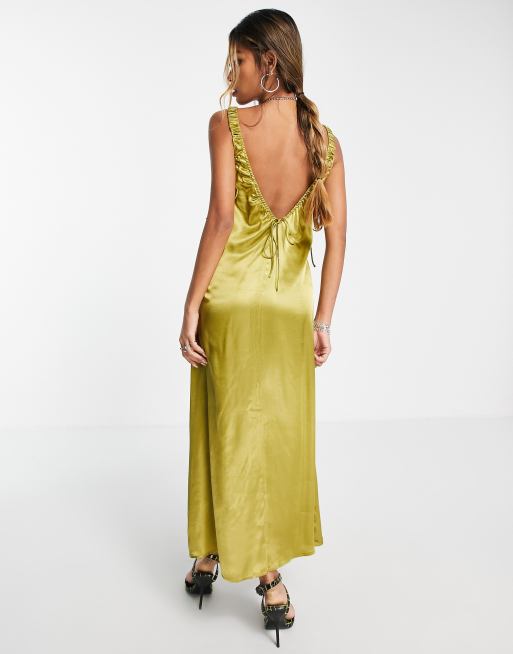 Topshop ruched satin hot sale dress