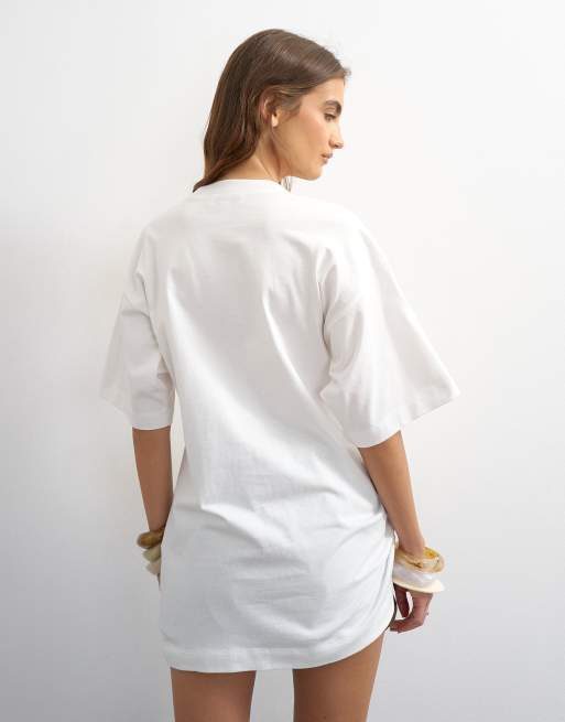 Topshop ruched side tee in ecru, 4 of 4