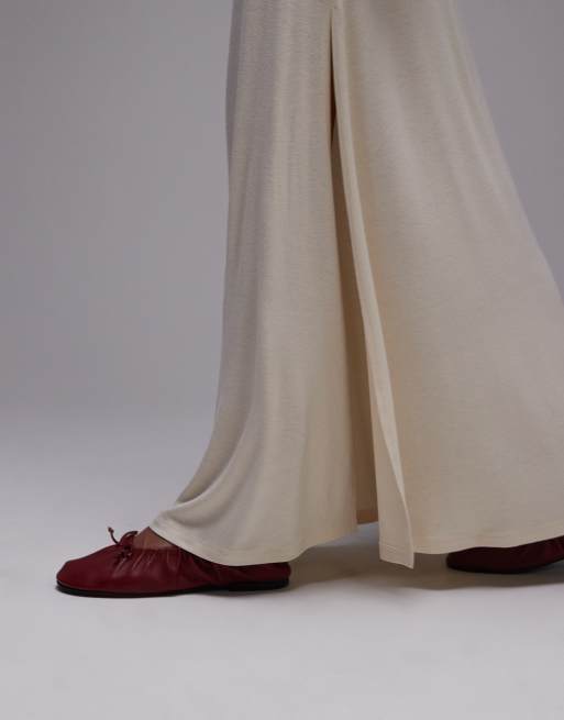 Topshop ruched waist maxi skirt in ecru