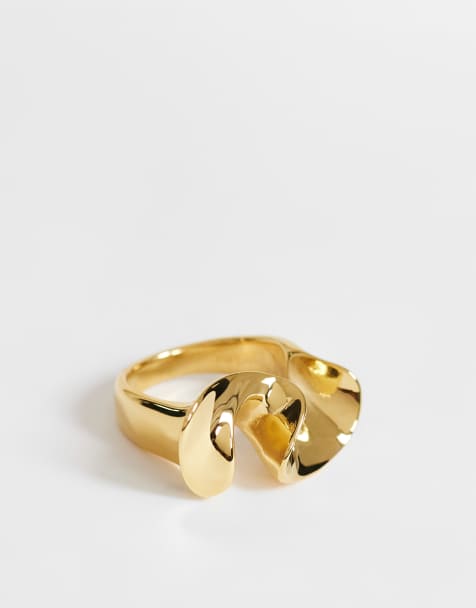 Topshop Rue wasserfester Ring aus Edelstahl in Gold - view 1