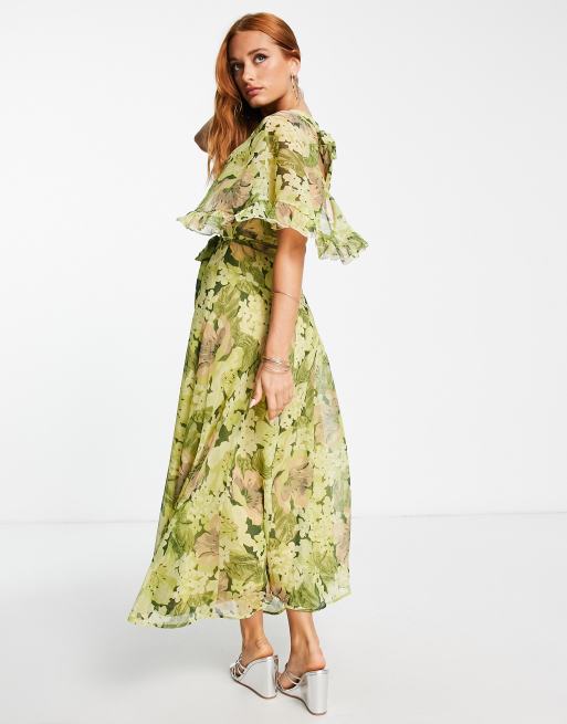 Topshop floral best sale ruffle midi dress