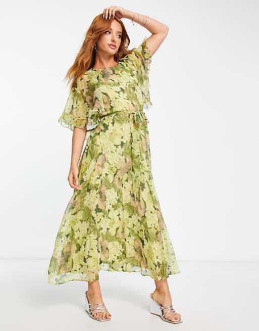 Topshop floral shop ruffle midi dress