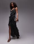 [Topshop] Topshop ruffle cami maxi dress in blue floral 16 blue