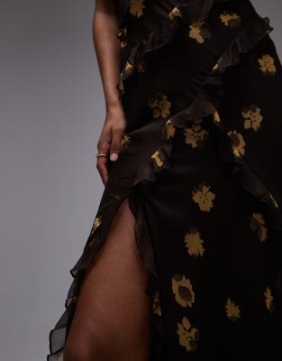 solid brown maxi dress Dark Brown Striped Ruffle Tiered Maxi Dress - FINAL SALE Small | Women's Online Boutique | Boho Chic Style main image 1