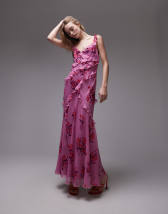 Reclaimed Vintage Limited Edition maxi cami dress with floral embroidery detail in orange