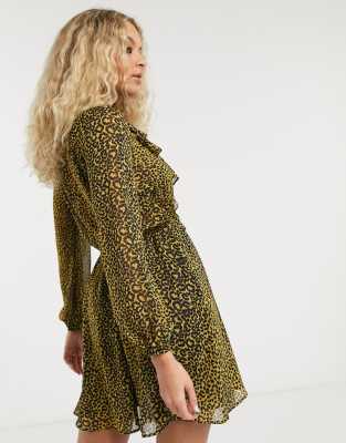 mustard animal print dress