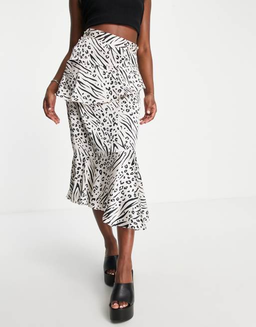 Leopard print hotsell ruffle midi skirt