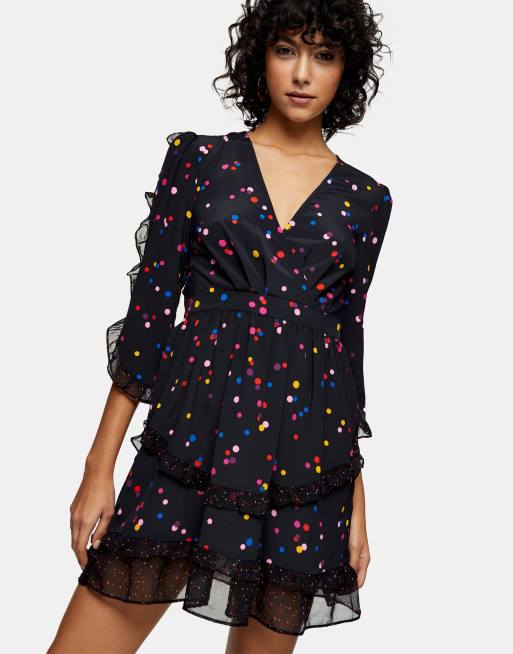 Polka dot clearance ruffle mini dress