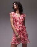 [Topshop] Topshop ruffle pintuck mini dress in pink floral 6 PINK