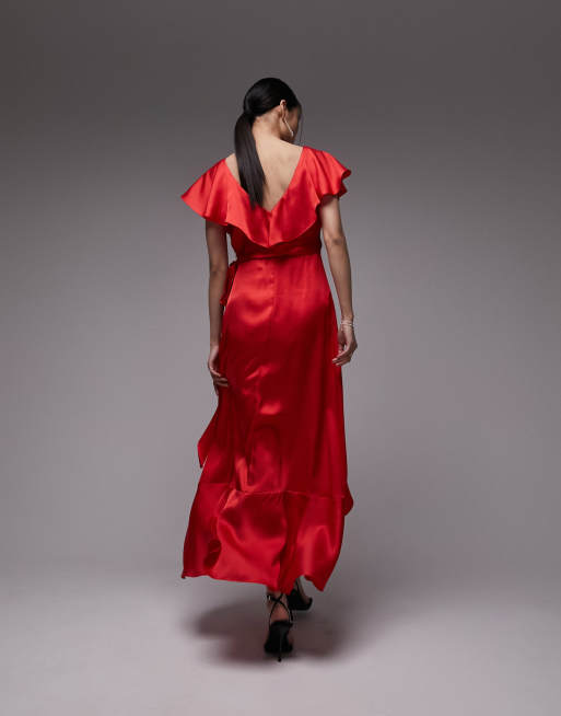 Topshop red hot sale satin dress