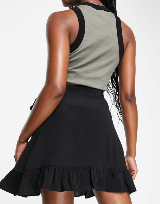 Topshop Ruffle Satin Wrap Mini Skirt