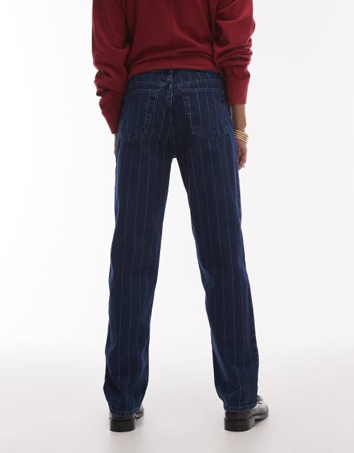 Topshop - Runway - Blå jeans med nålestriber og liger ben samt mellemhøj talje, 2 af 5
