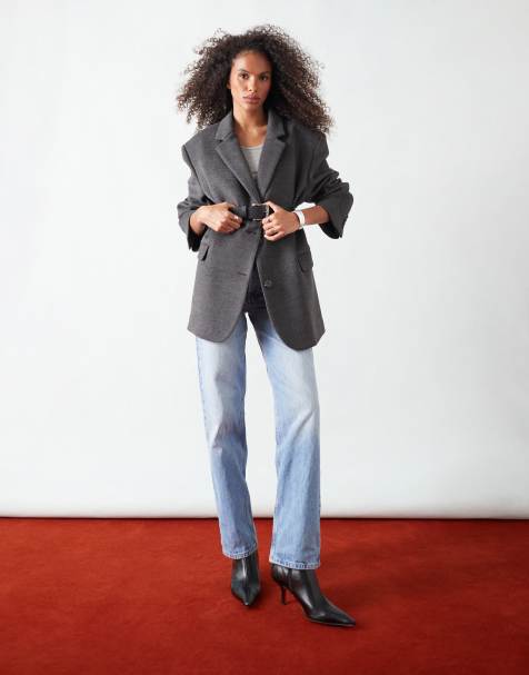 Topshop – Runway – Blekta, raka jeans med medelhög midja - view 1