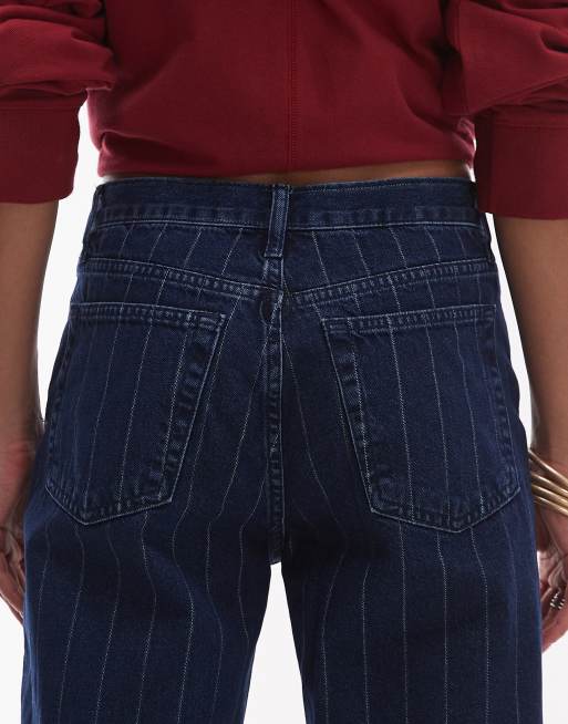 Topshop - Runway - Jean droit à taille mi-haute - Bleu à fines rayures, 4 de 5