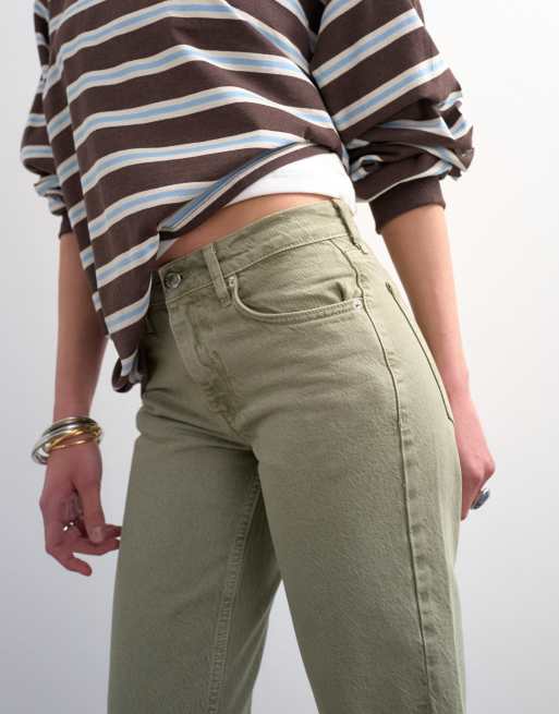 Topshop - Runway - Jeans dritti kaki slavato a vita media, 2 di 7