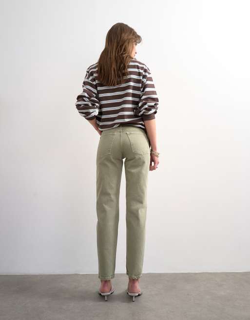 Topshop - Runway - Jeans dritti kaki slavato a vita media, 4 di 7
