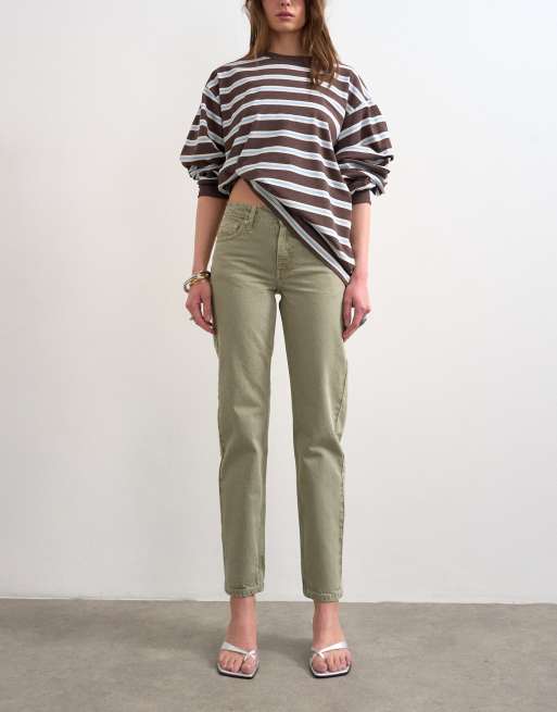 Topshop - Runway - Jeans dritti kaki slavato a vita media, 5 di 7