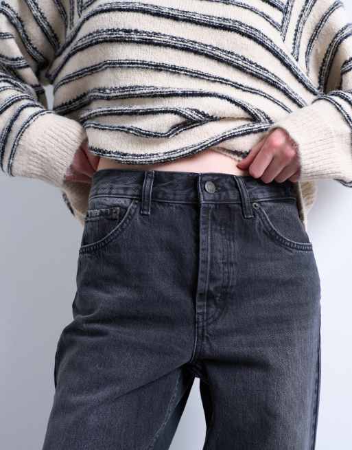 Topshop - Runway - Jeans dritti nero slavato a vita medio alta, 2 di 7