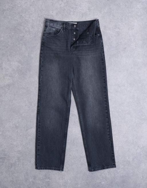 Topshop - Runway - Jeans dritti nero slavato a vita medio alta, 6 di 7