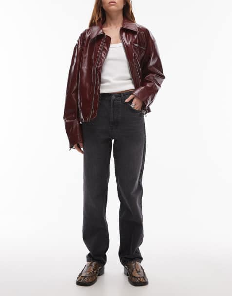 Topshop – Runway – Jeansy o prostym kroju ze średnim stanem w spranym czarnym kolorze - view 1