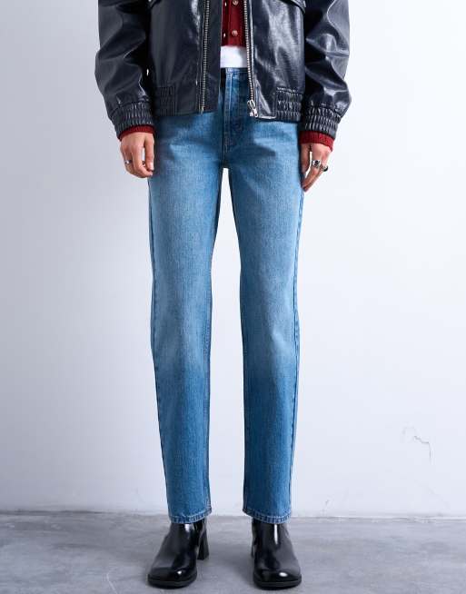Topshop – Runway – Mellanblå, raka jeans med medelhög midja, 5 av 7