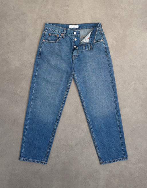 Topshop - Runway - Mellemblå lige cropped jeans med mellemhøj talje, 7 af 7