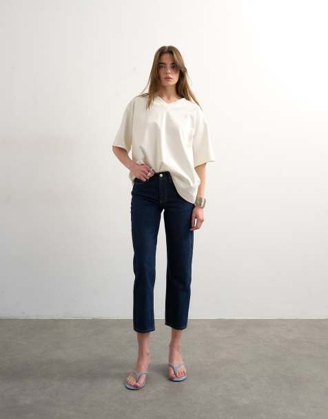 Topshop Runway mid rise cropped jean in indigo rinse - view 1