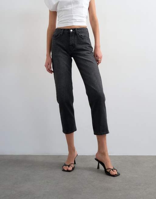 Topshop Runway mid rise cropped jean in washed black, 2 of 8