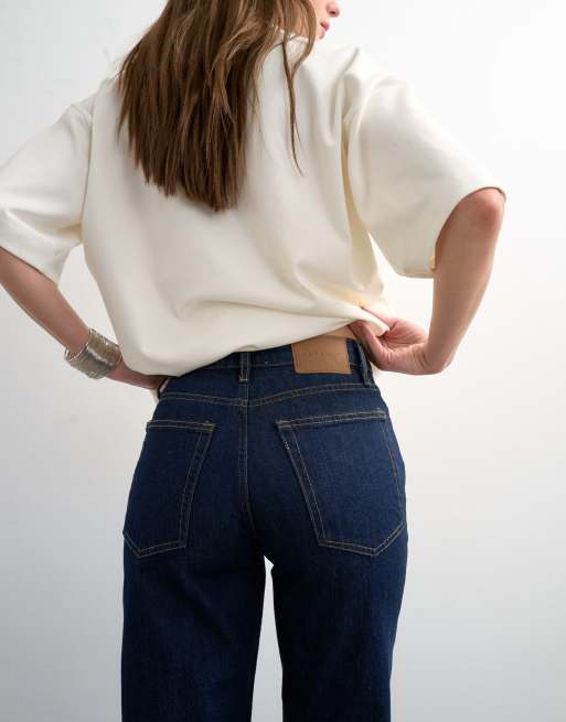 Topshop Runway mid rise cropped jeans in indigo rinse, 3 of 7