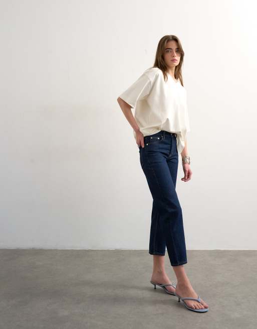 Topshop Runway mid rise cropped jeans in indigo rinse, 4 of 7
