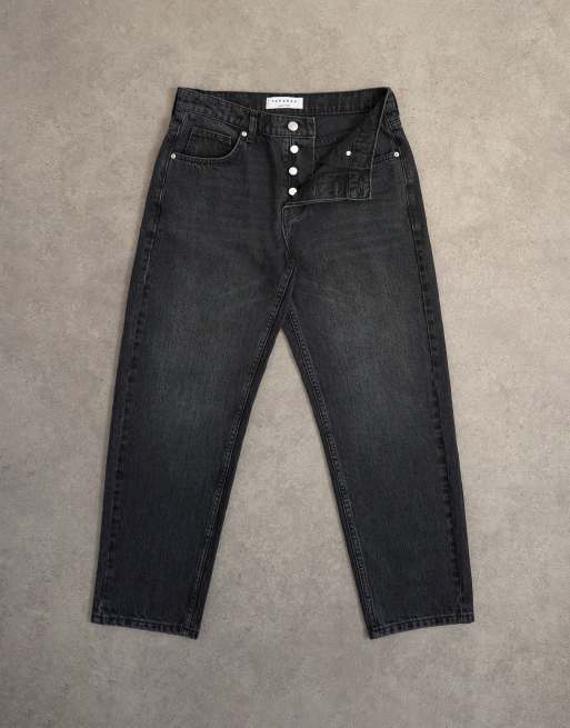 Topshop Runway mid rise cropped jeans in washed black, 7 of 8
