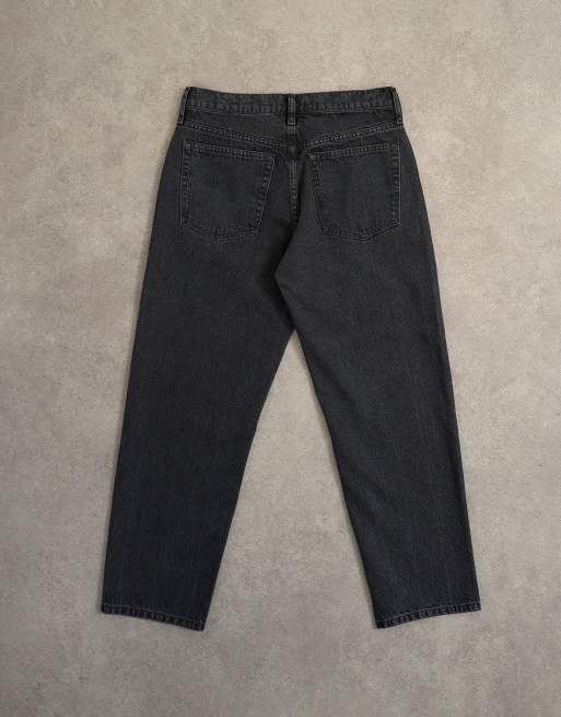 Topshop Runway mid rise cropped jeans in washed black, 8 of 8
