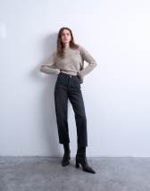 Topshop Runway mid rise straight cropped jean in washed black